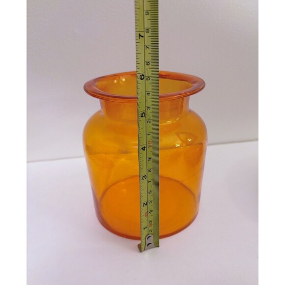 Vintage MCM Cylinder Jar By Takahashi Orange Glass Missing Lid - Picture 7 of 8